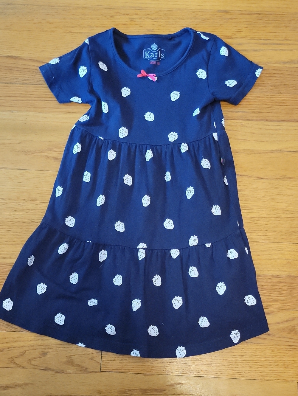 Size 5 Karl's Of Germany Navy Strawberry Print Girls' Dress
